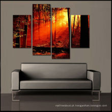Pintura Sunrise Forest, pintura sem moldura, conjunto de 4